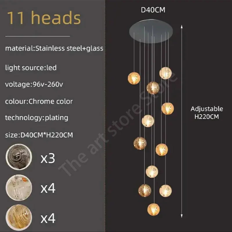 Lustre Adéloria — Cristal LED pour Escalier — vue 7