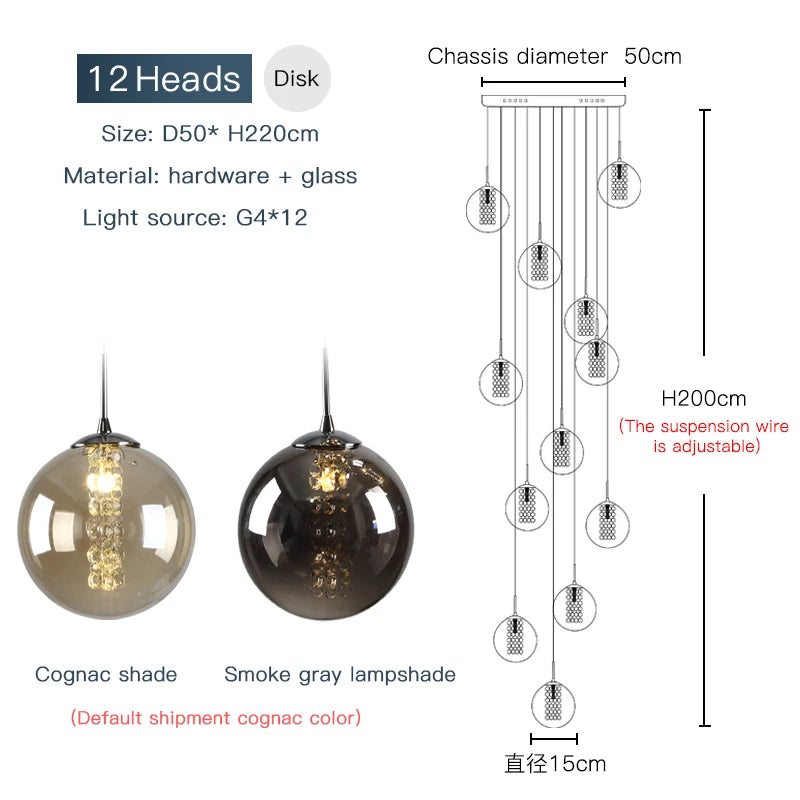 Lustre Valiane — Verre LED pour Escalier — vue 10