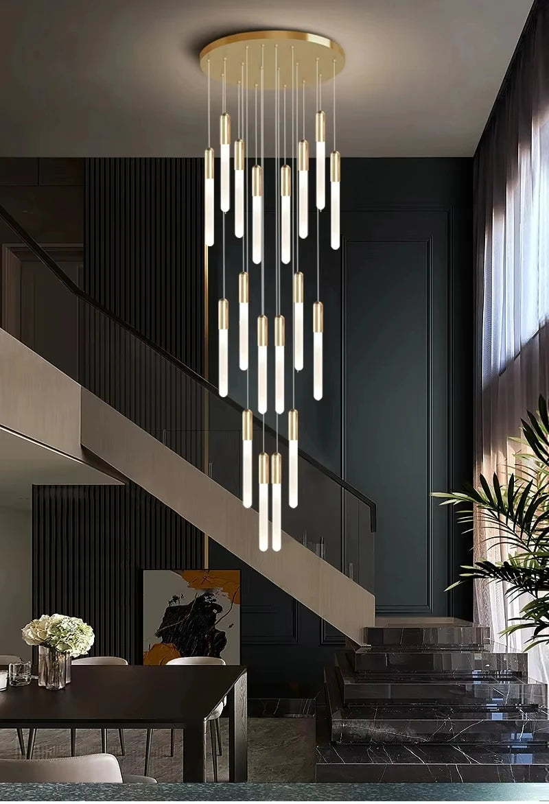 Lustre long LED pour escalier et cuisine – suspension moderne