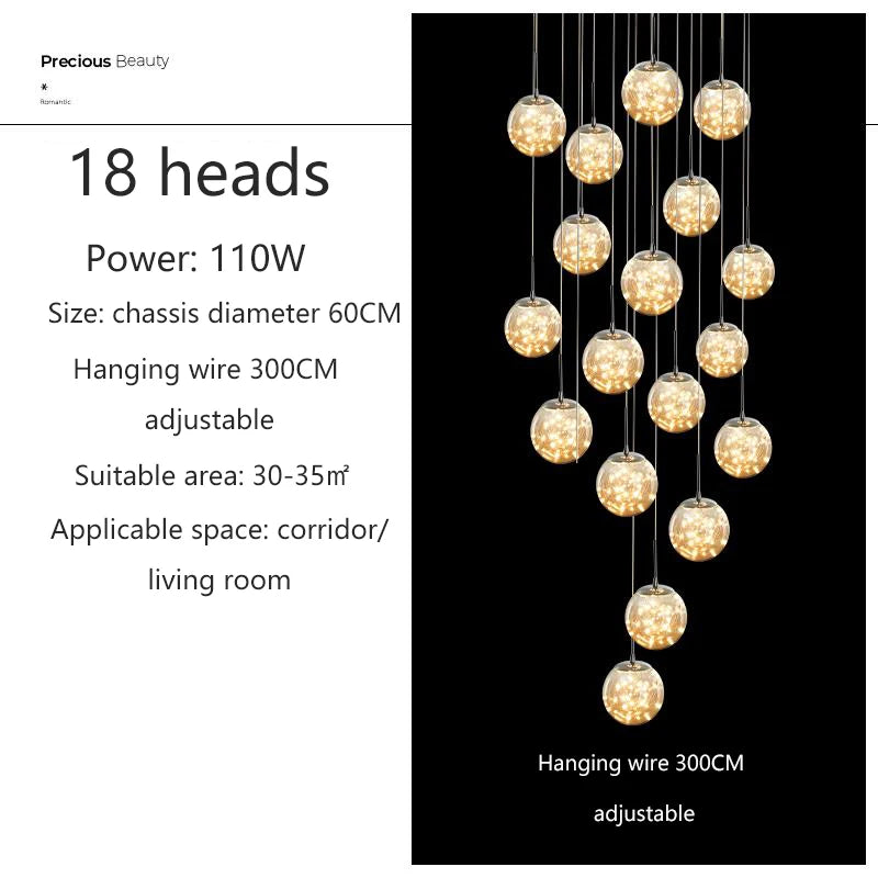 Lustre Ayliane — Verre LED pour Escalier — vue 10