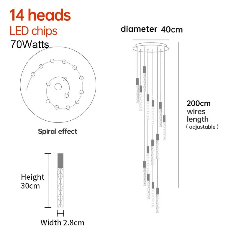 Lustre Aurdore — Cristal LED pour Escalier — vue 15