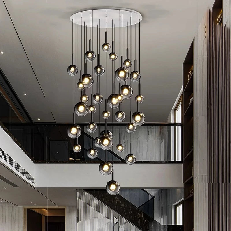Suspension verre fumé gris LED pour escalier et cuisine – vue 2