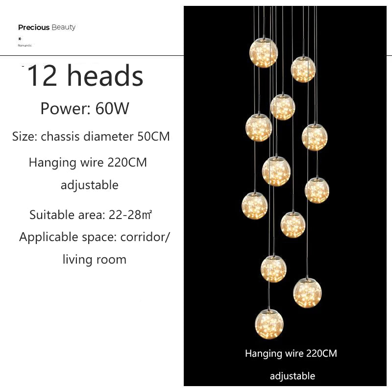Lustre Ayliane — Verre LED pour Escalier — vue 13