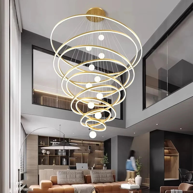 Lustre branches LED circulaire dimmable pour hall et escalier