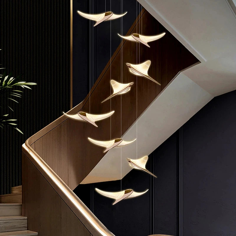 Lustre branches de luxe LED pour hall d'hôtel et escalier – vue 2