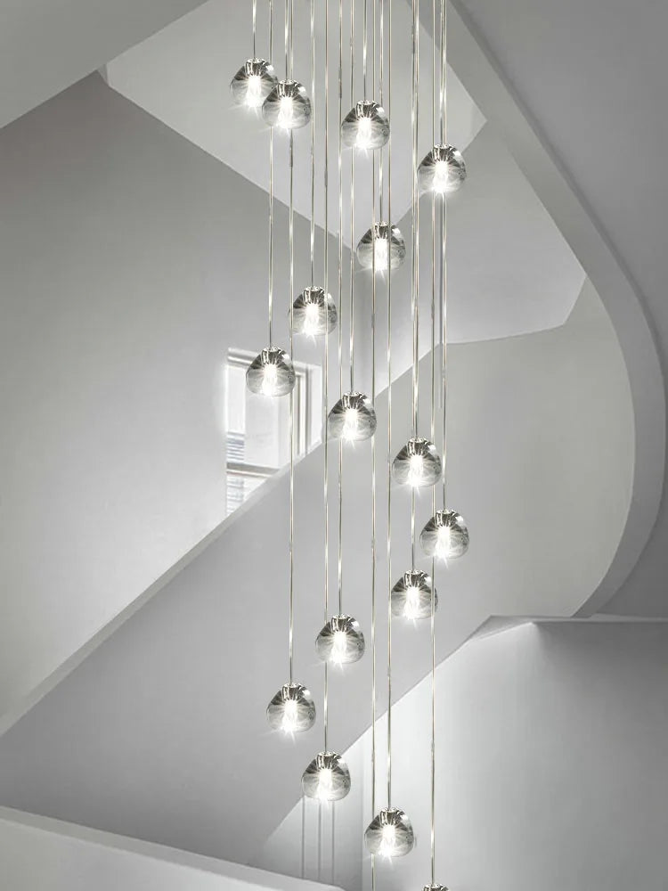 Lustre cristal K9 LED spirale pour hall et escalier – vue 2