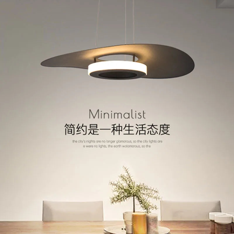 Lustre LED noir et blanc minimaliste pour cuisine et salle à manger
