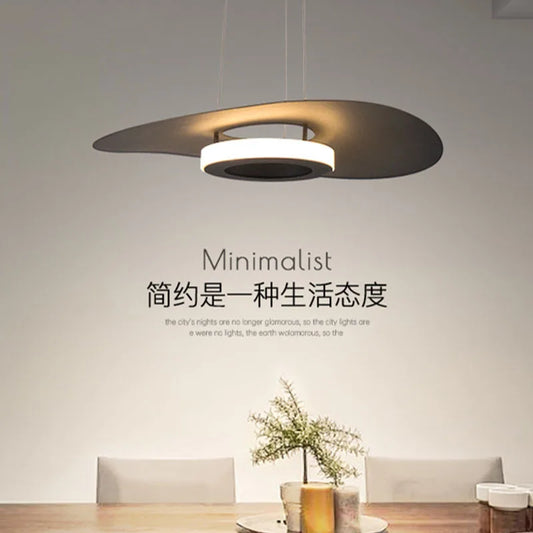 Lustre LED noir et blanc minimaliste pour cuisine et salle à manger