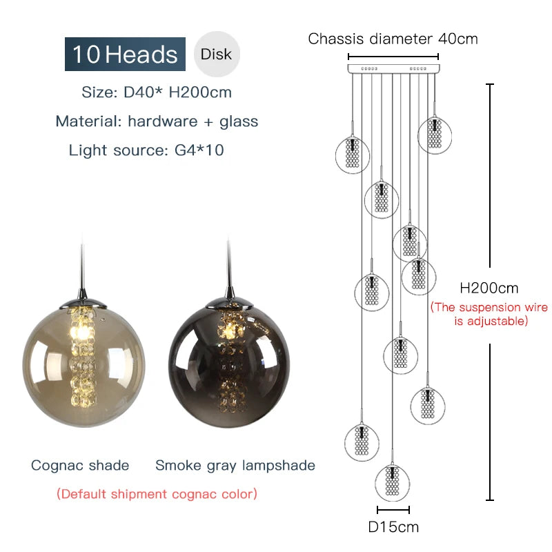 Lustre Valiane — Verre LED pour Escalier — vue 15
