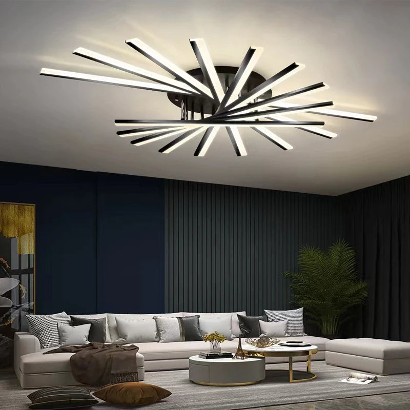 Plafonnier LED doré, noir ou blanc pour salon et chambre