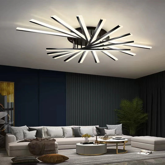 Plafonnier LED doré, noir ou blanc pour salon et chambre