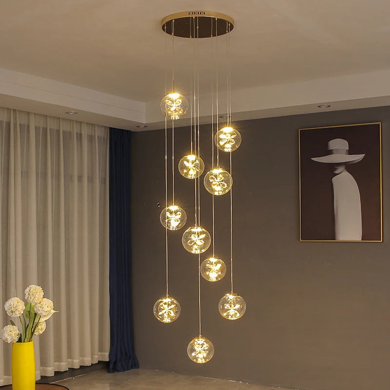 Lustre cristal d'escalier LED pour chambre et salon – vue 2