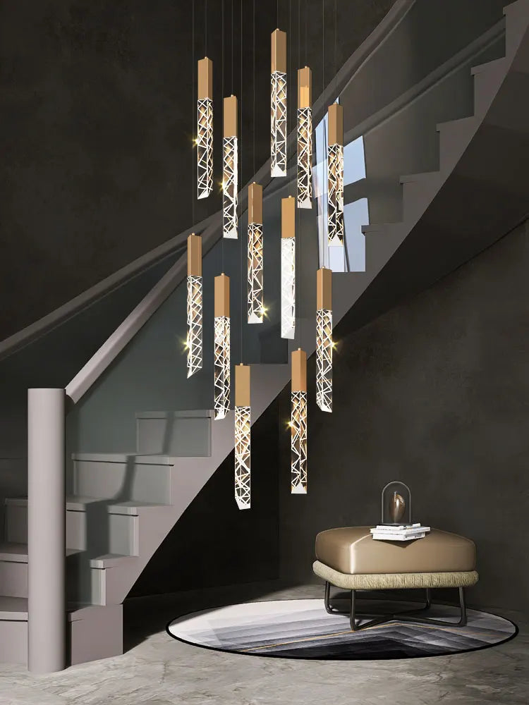 Suspension spirale cristal LED pour penthouse et duplex