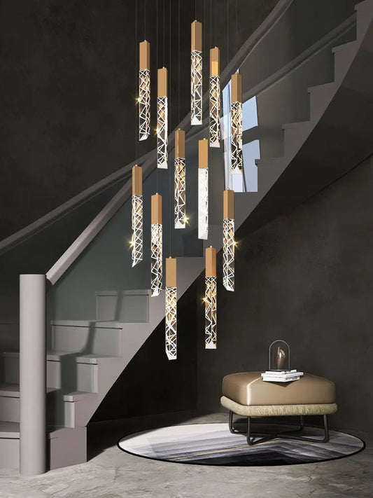 Suspension spirale cristal LED pour penthouse et duplex
