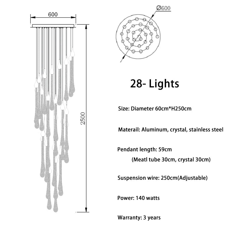 Lustre Oriane — Cristal LED pour Escalier — vue 16