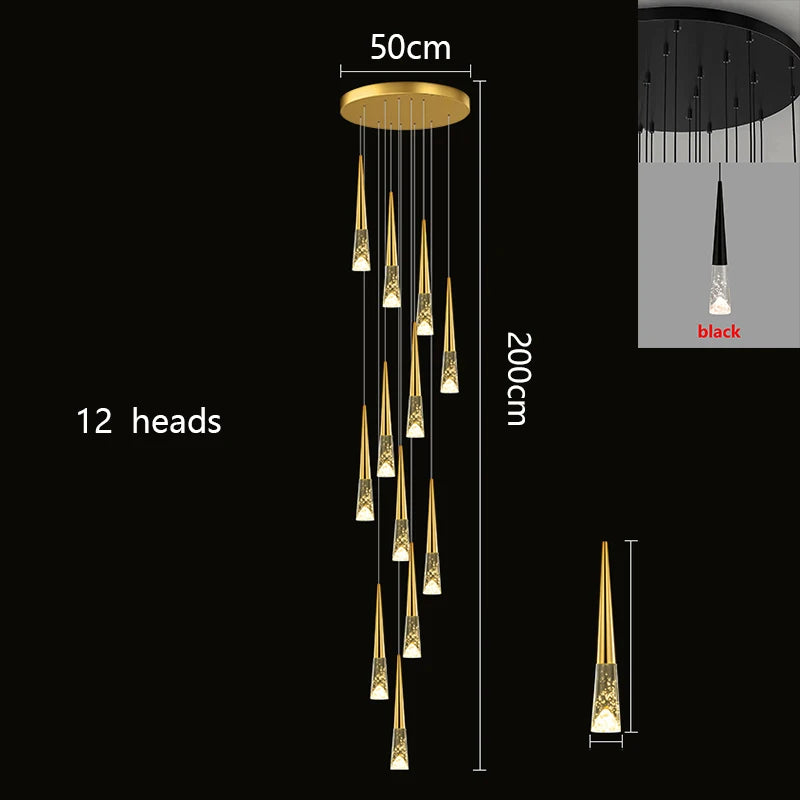 Lustre Althana — Cristal LED pour Escalier — vue 6