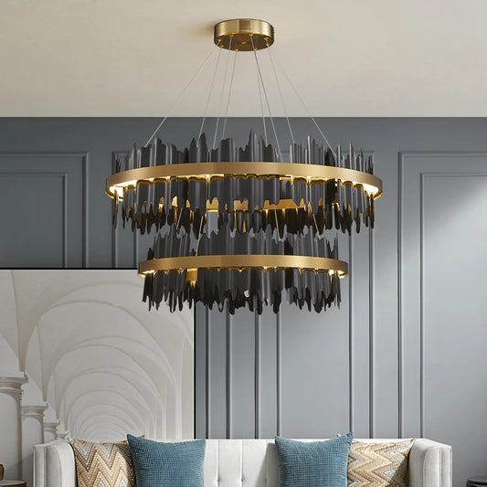 Lustre plafonnier LED de luxe pour salon et cuisine