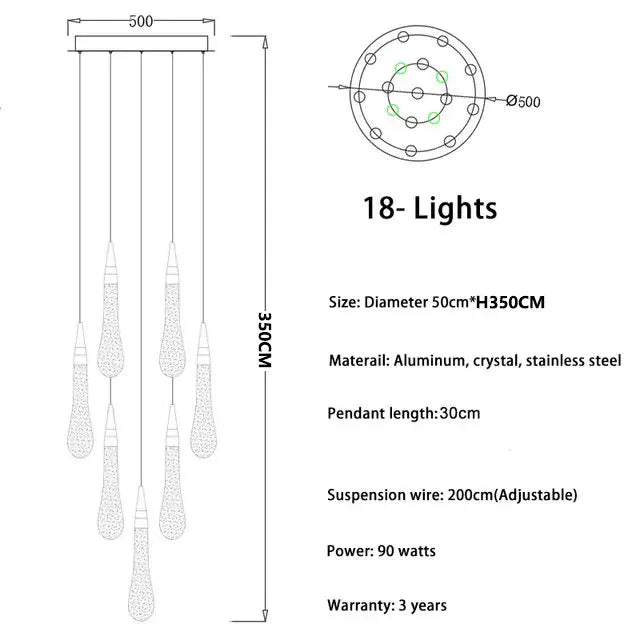 Lustre Vérdore — Cristal LED pour Escalier — vue 10