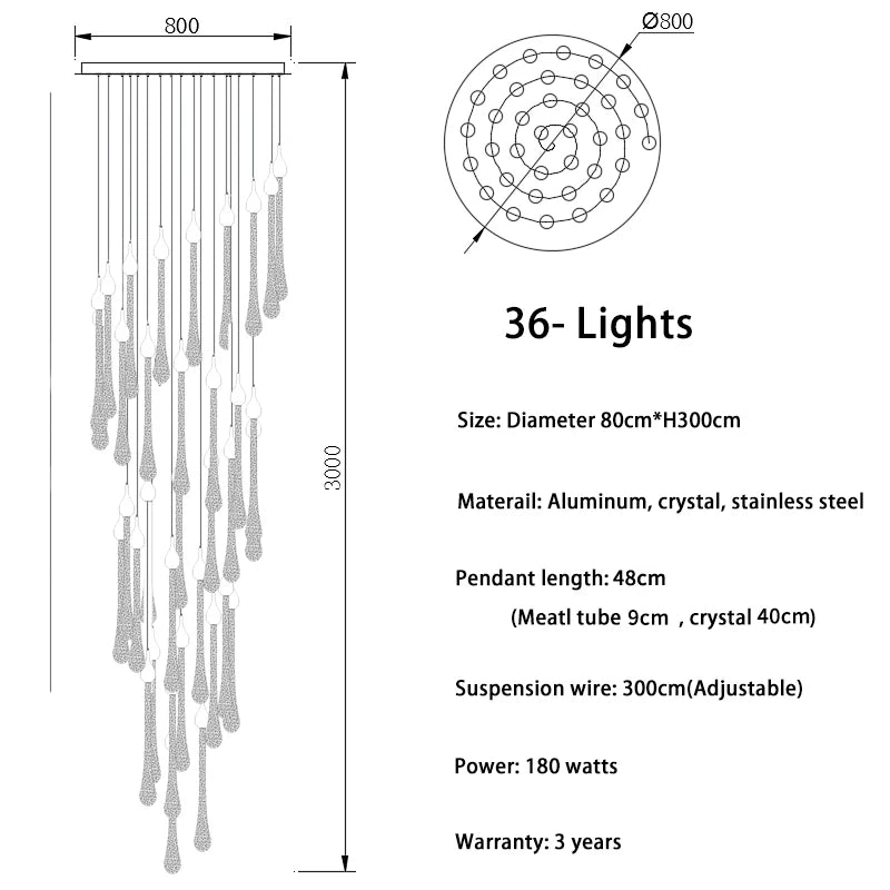 Lustre Oriane — Cristal LED pour Escalier — vue 11