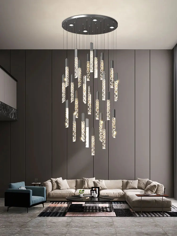 Suspension spirale cristal LED pour penthouse et duplex – vue 2