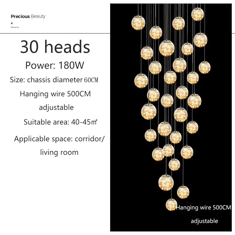 Lustre Ayliane — Verre LED pour Escalier — vue 9