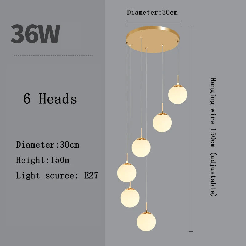 Lustre Adéldore — Verre LED pour Escalier