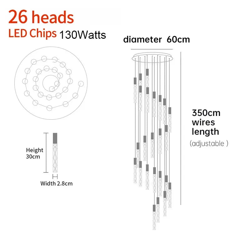 Lustre Aurdore — Cristal LED pour Escalier — vue 12