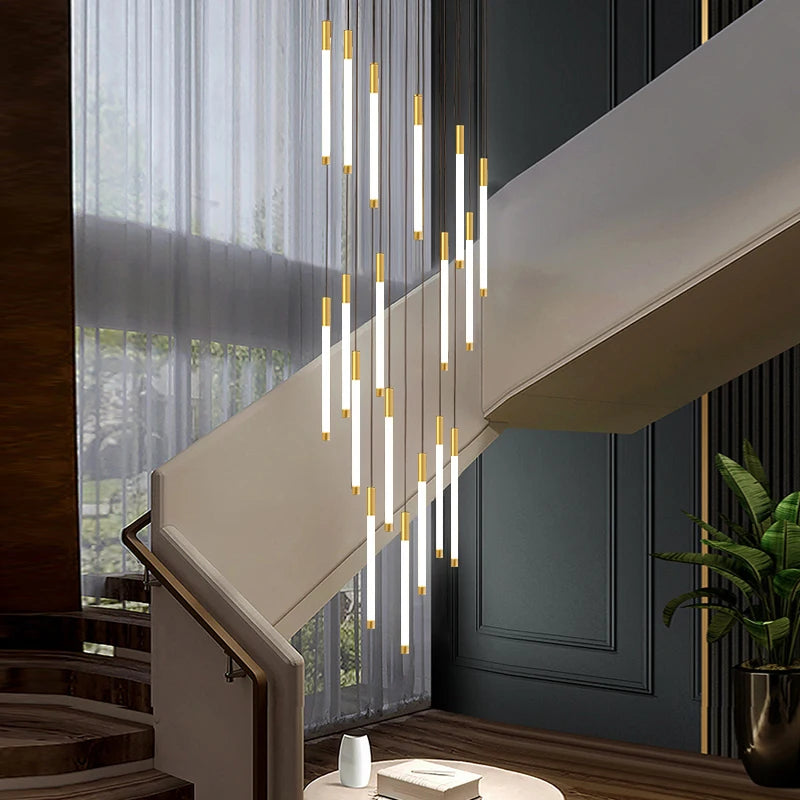 Lustre d'escalier LED moderne pour salon et salle à manger – vue 2