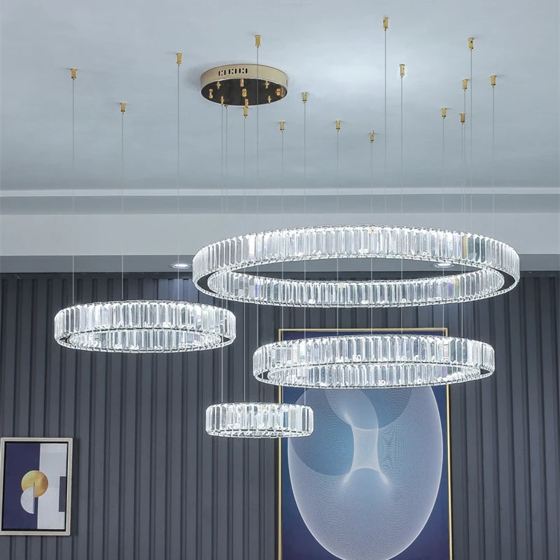 Lustre anneau cristal LED pour salon et salle à manger – vue 2