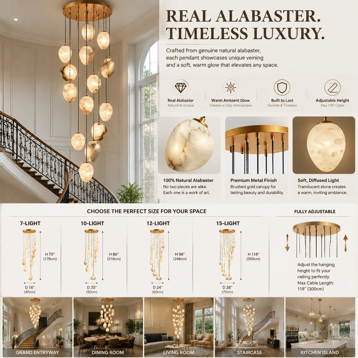 Lustre Lysana — Marbre LED pour Salon — vue 4
