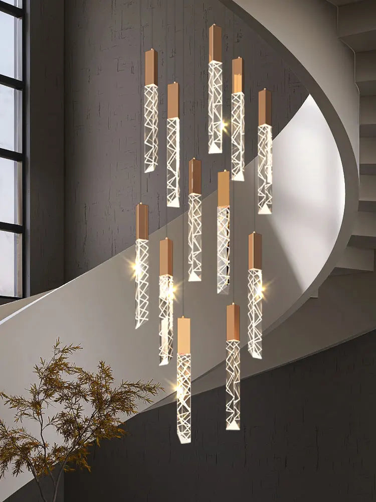 Suspension Astoria — Cristal LED pour Escalier