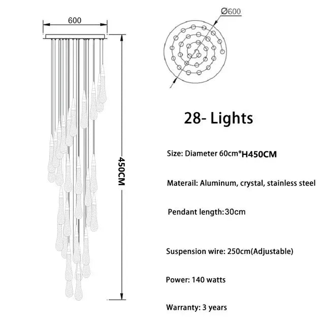 Lustre Vérdore — Cristal LED pour Escalier — vue 7