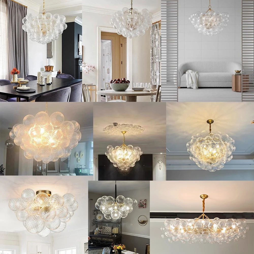 Suspension boules bulles en verre transparent design nordique – vue 2