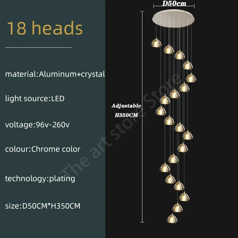 Lustre Théldore — Cristal LED pour Escalier — vue 12