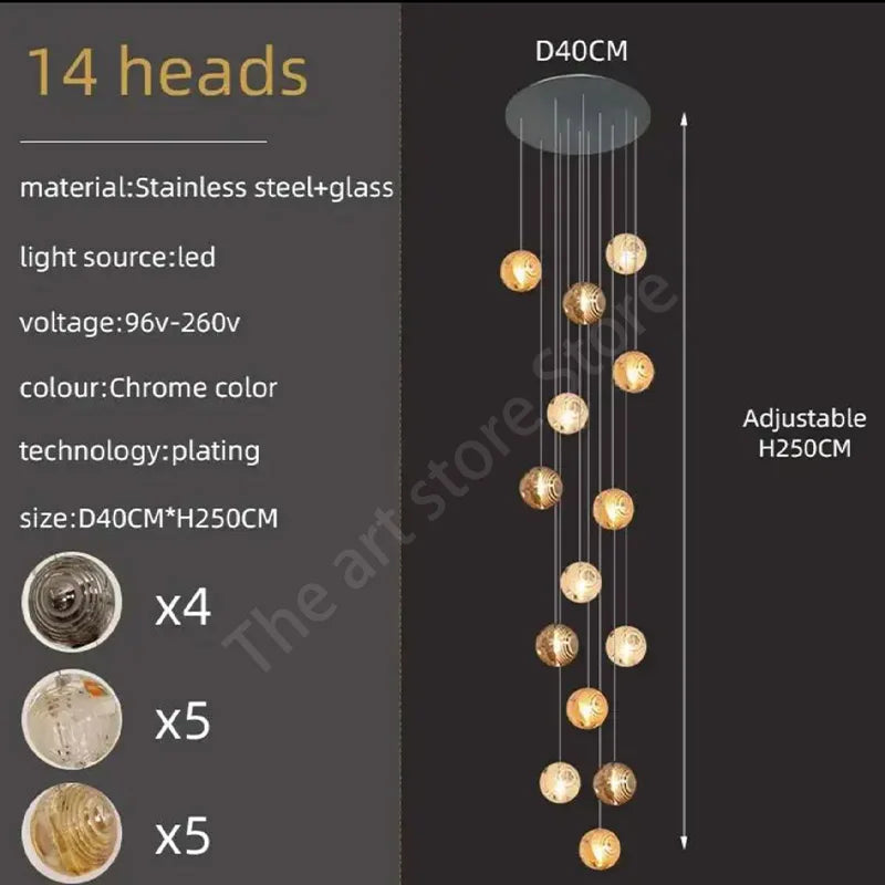 Lustre Adéloria — Cristal LED pour Escalier — vue 14