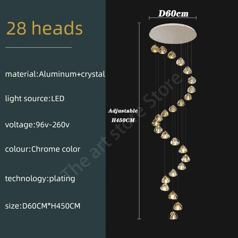 Lustre Théldore — Cristal LED pour Escalier — vue 14