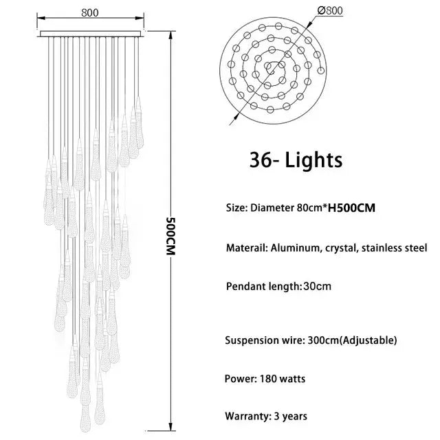 Lustre Vérdore — Cristal LED pour Escalier — vue 14