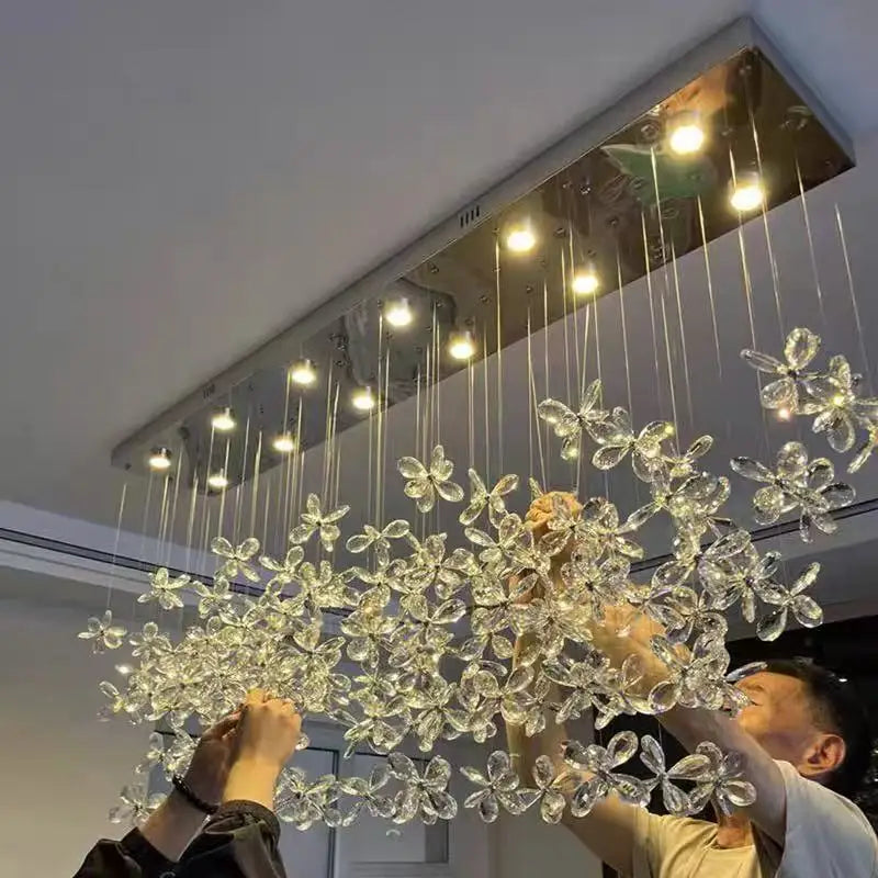 Lustre cristal LED pour salon, chambre et cuisine