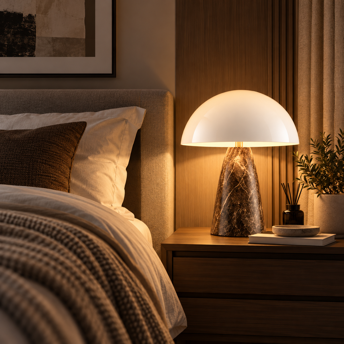 Mushroom shaped table lamp Bedside Lamp Table Lamp For Bedroom Desk Lamp Bedside Night Light with Cylinder Lamp Shade Home Decor Creative Atmosphere Light Decoration